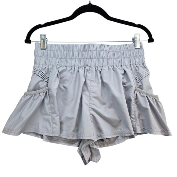 Free People Movement Get your Flirt On Shorts High Rise Pleated Pocket Grey Sm - Picture 2 of 14
